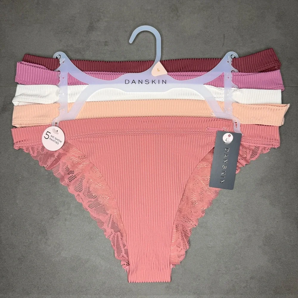 Danskin Women's Lace Trim Panties - Multi-Color 5 Pack - Picture 1 of 2